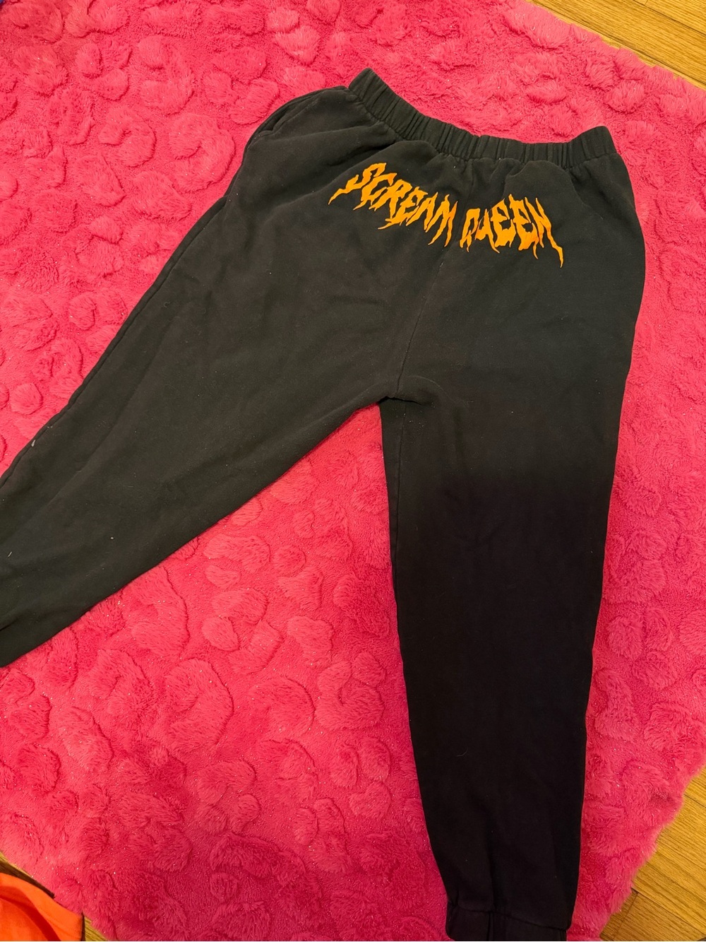 Hot Topic Black Halloween Graphic Jogger Pants with Orange & Neon Green Prints - Picture 3 of 5